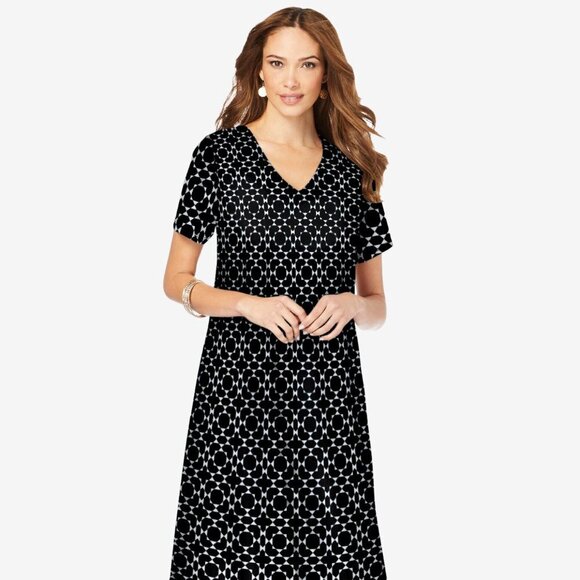 6 Dresses~ NWOT~ Roaman's Ultrasmooth® Fabric V-Neck Swing Dress - Picture 3 of 12